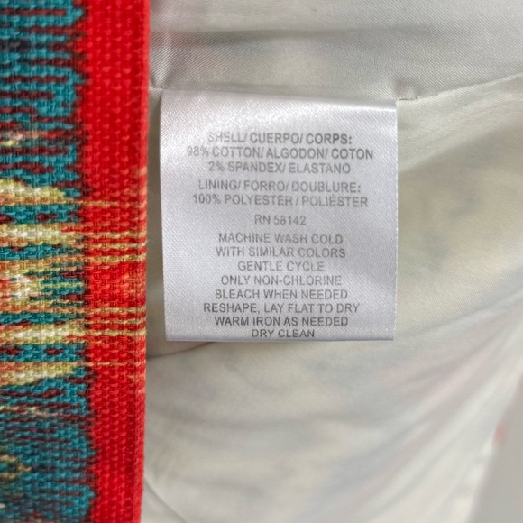 Maggy London Ikat Stipe Woven Boho Sheath Dress Square Neck Size 14 - Picture 4 of 4